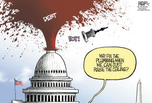 DEBT Cartoon, Why Fix the Plumbing...